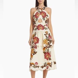 Farm Rio Linen Blend Cut Out Midi dress size Medium